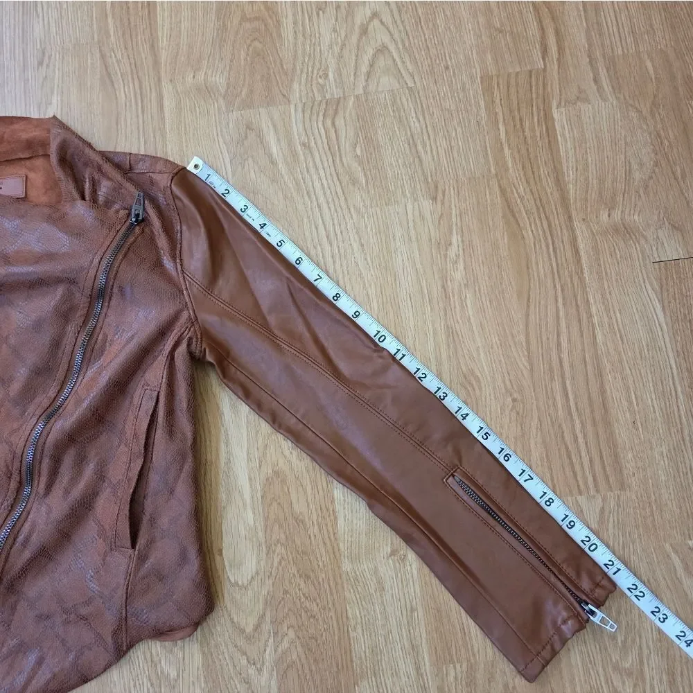 ✨Anthropologie NYDJ✨ 'Sharona' Snakeskin Print Faux Leather Jacket - [Size XSP]
